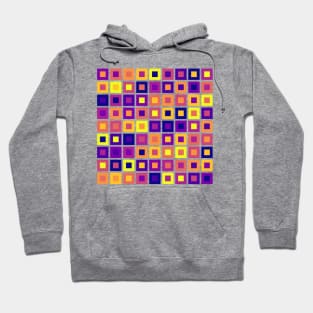 Abstract Square Geometric | Pop Fashion Modern Fusion Layered Blue Red Yellow Sparse Hoodie